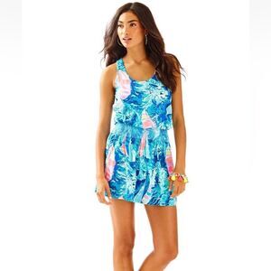 Lilly Pulitzer Tideline Sparkling Blue Hey Bay Bay Multi Dress XS women runs big